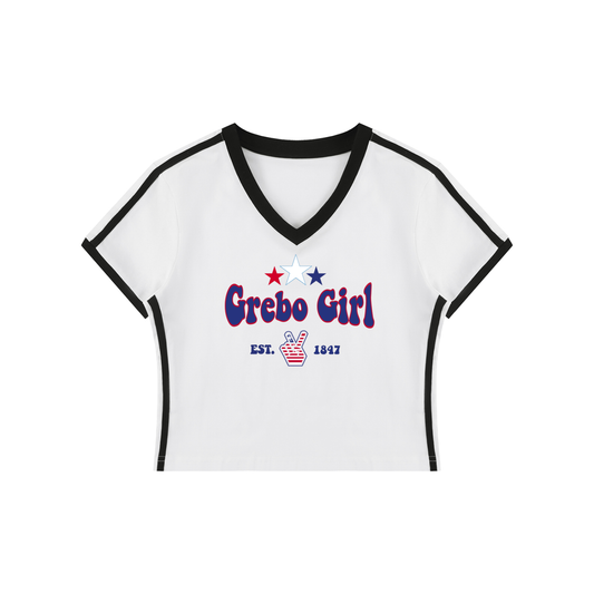 Grebo Girl Women's V-Neck Crop Tee