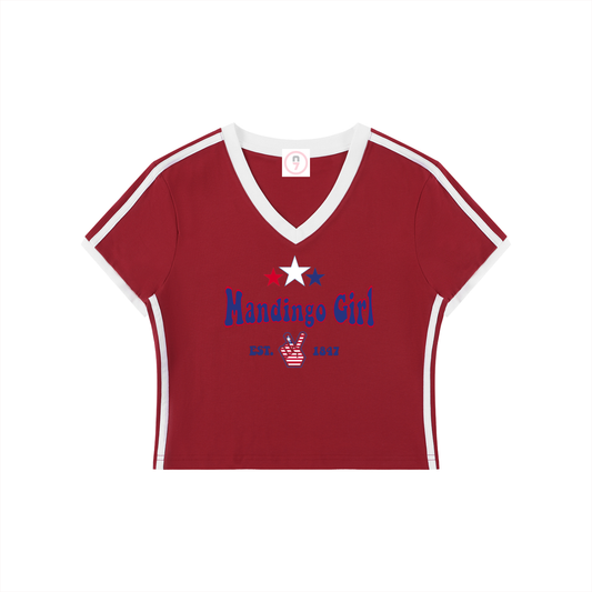 Mandingo Girl Women's V-Neck Crop Tee