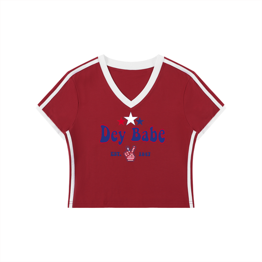 Dey Babe Women's V-Neck Crop Tee