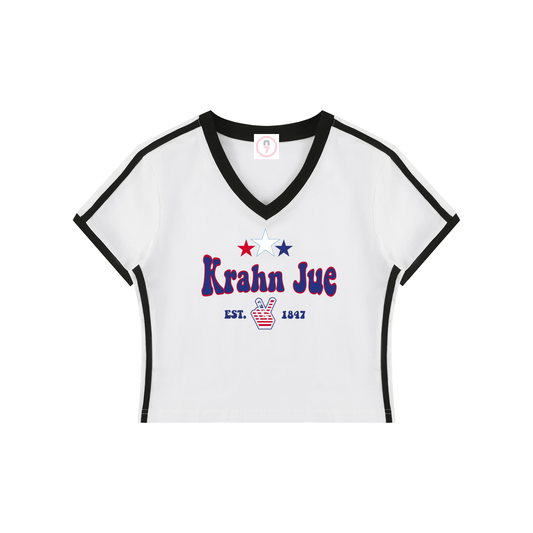 Krahn Jue Women's V-Neck Crop Tee