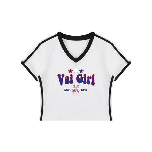Vai Girl Women's V-Neck Crop Tee