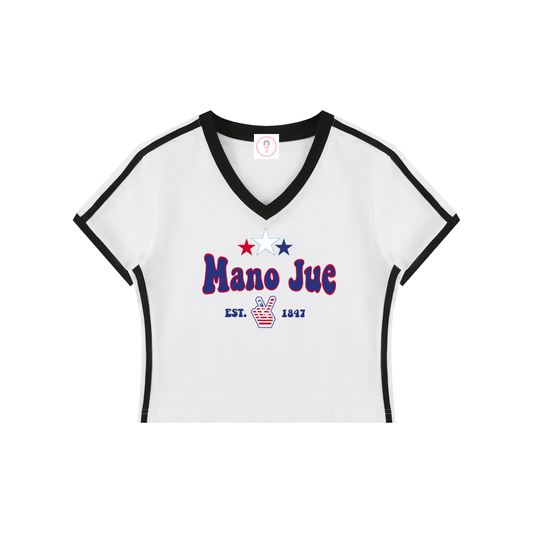 Mano Jue Women's V-Neck Crop Tee