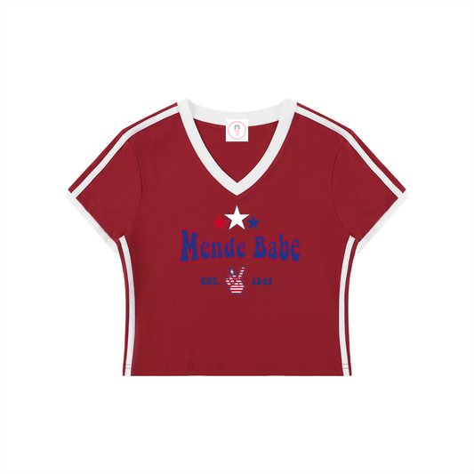 Mende Babe Women's V-Neck Crop Tee