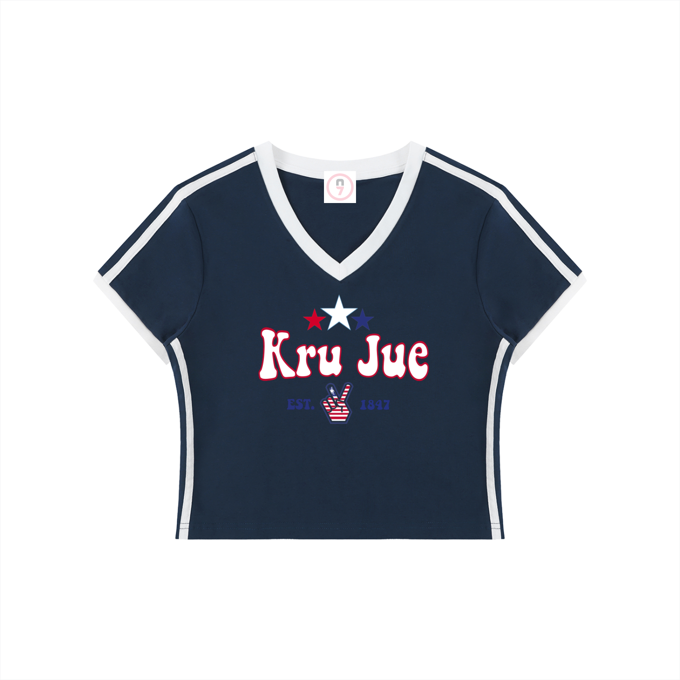 Kru Jue Women's V-Neck Crop Tee