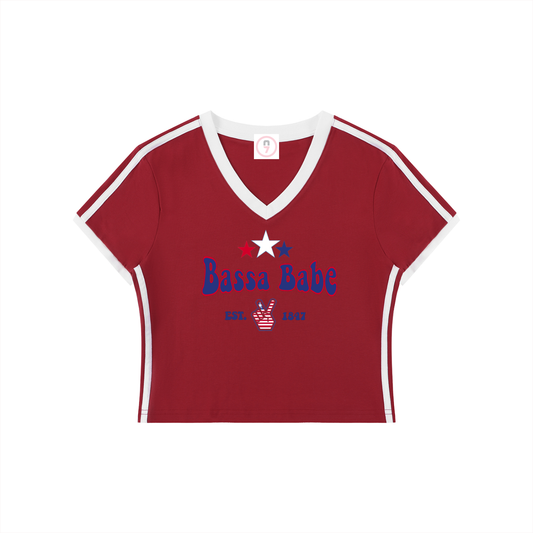 Bassa Babe Women's V-Neck Crop Tee