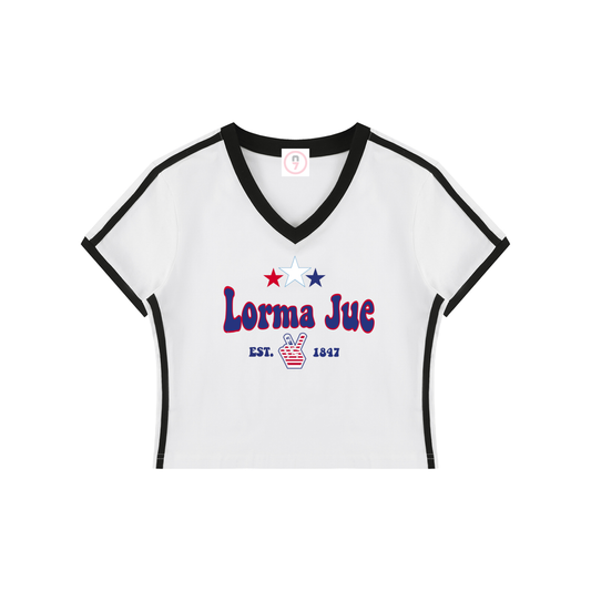Lorma Jue Women's V-Neck Crop Tee