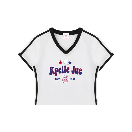 Kpelle Jue Women's V-Neck Crop Tee