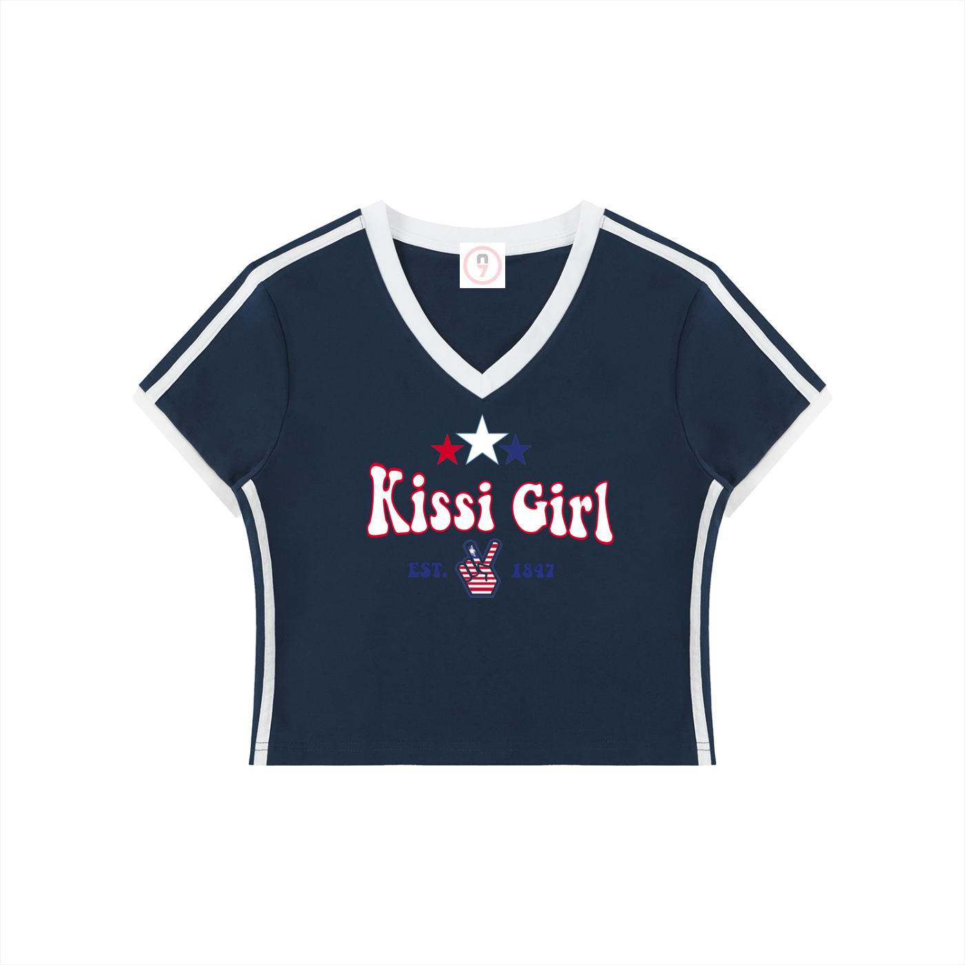Kissi Girl Women's V-Neck Crop Tee