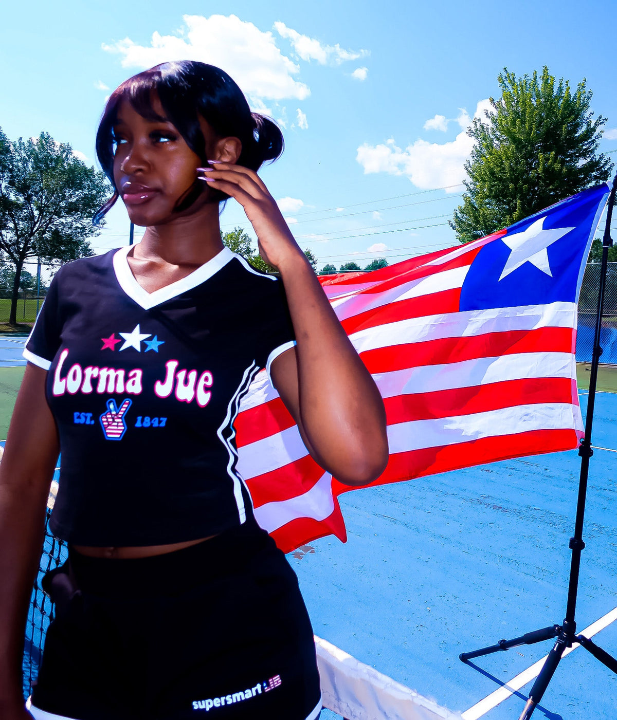 Tribe Collection — Lorma Jue crop tee with Liberian flag