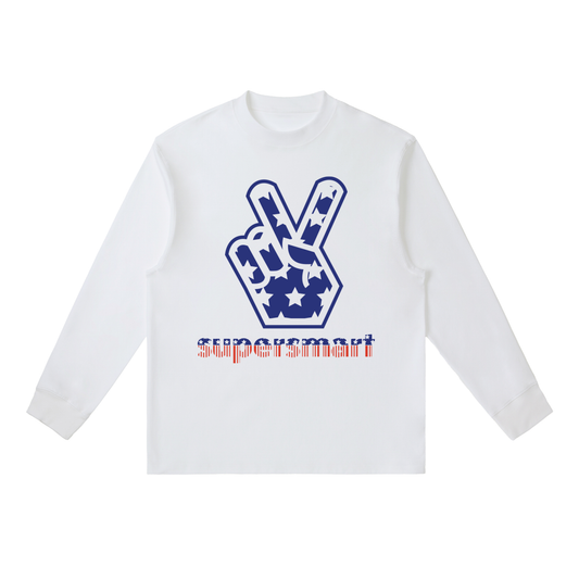 Large Peace Sign Super Smart Essential Crewneck Long-Sleeve T-Shirt