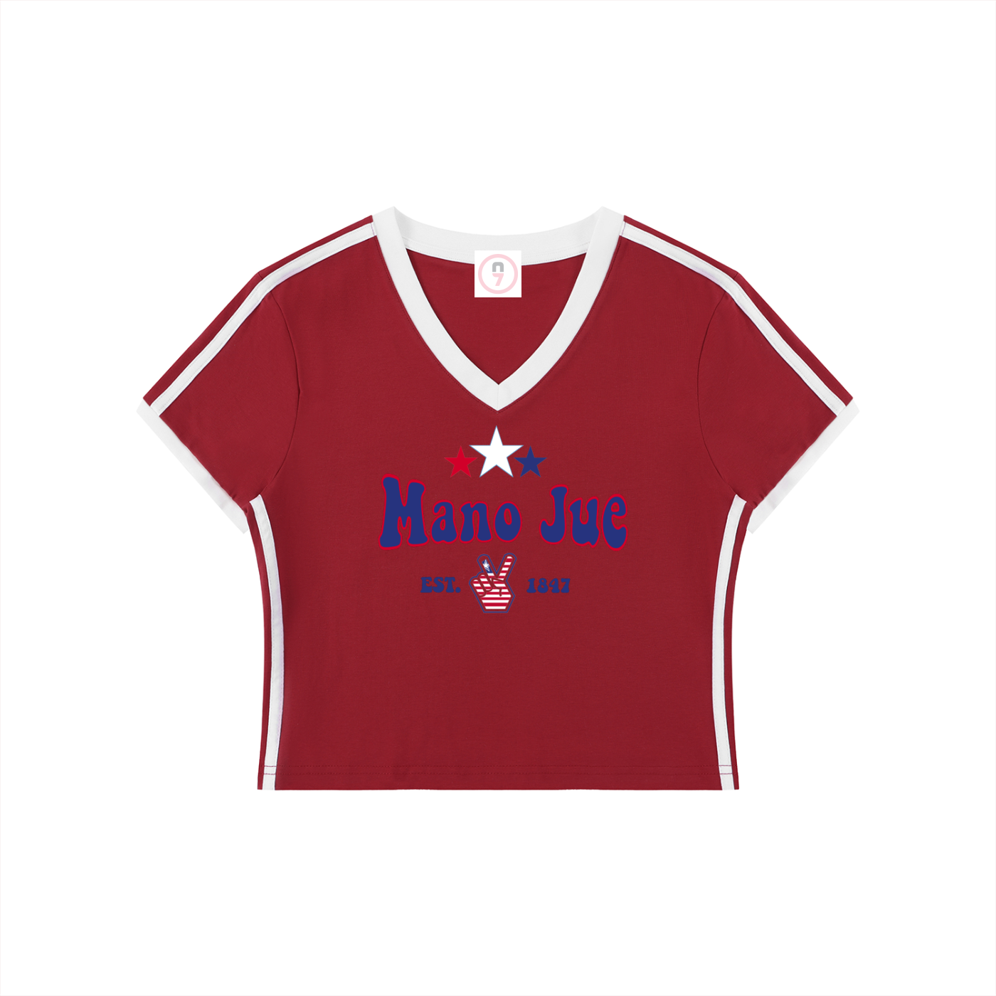 Mano Jue Women's V-Neck Crop Tee