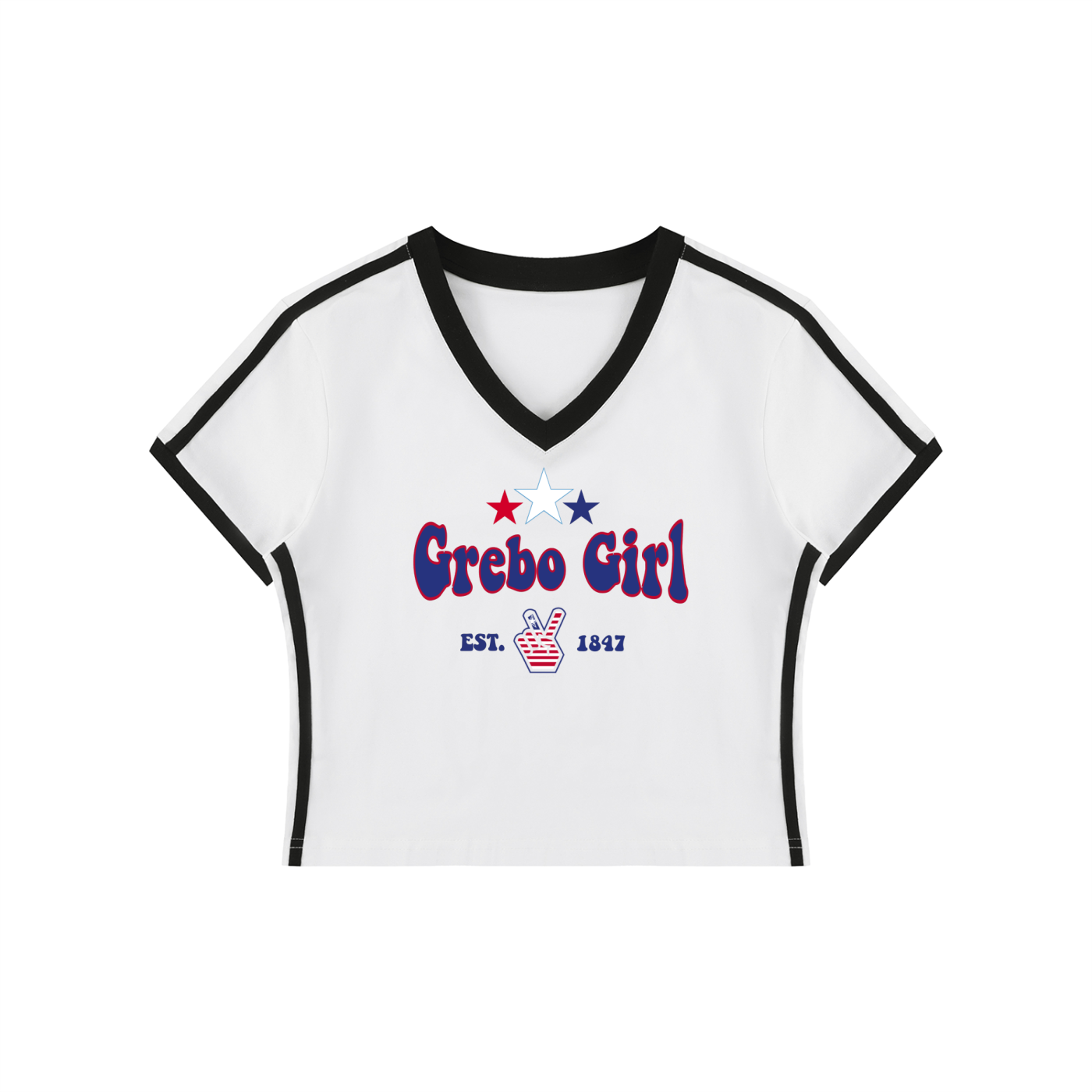 Grebo Girl Women's V-Neck Crop Tee