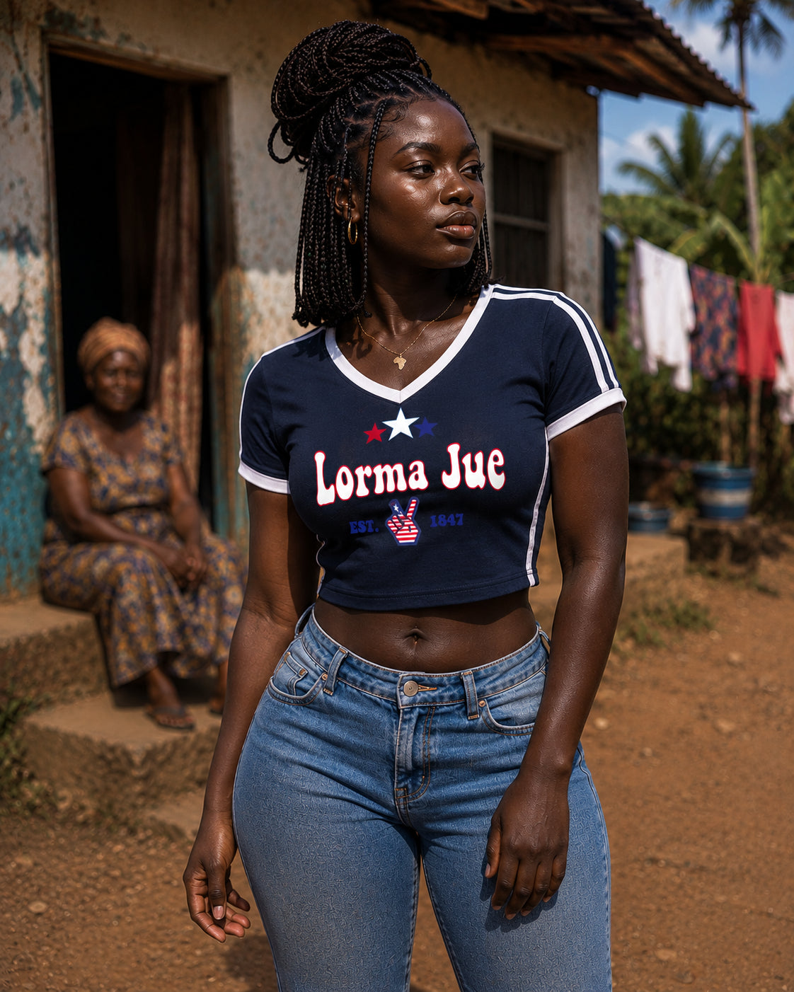 Lorma Jue Women's V-Neck Crop Tee