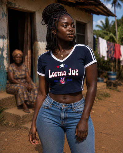 Lorma Jue Women's V-Neck Crop Tee