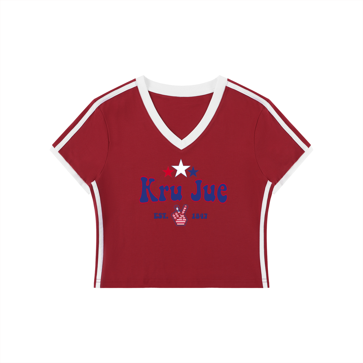 Kru Jue Women's V-Neck Crop Tee