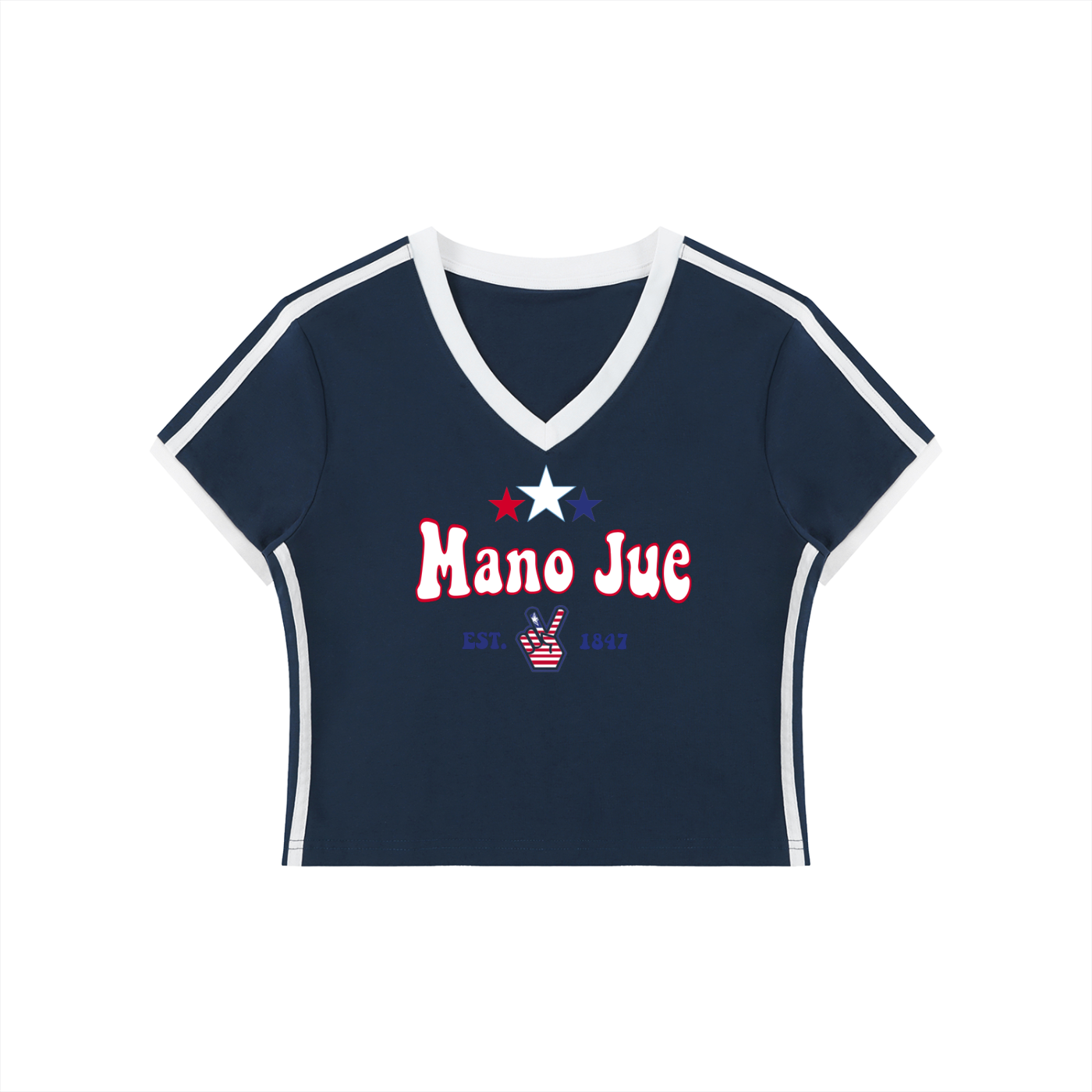 Mano Jue Women's V-Neck Crop Tee