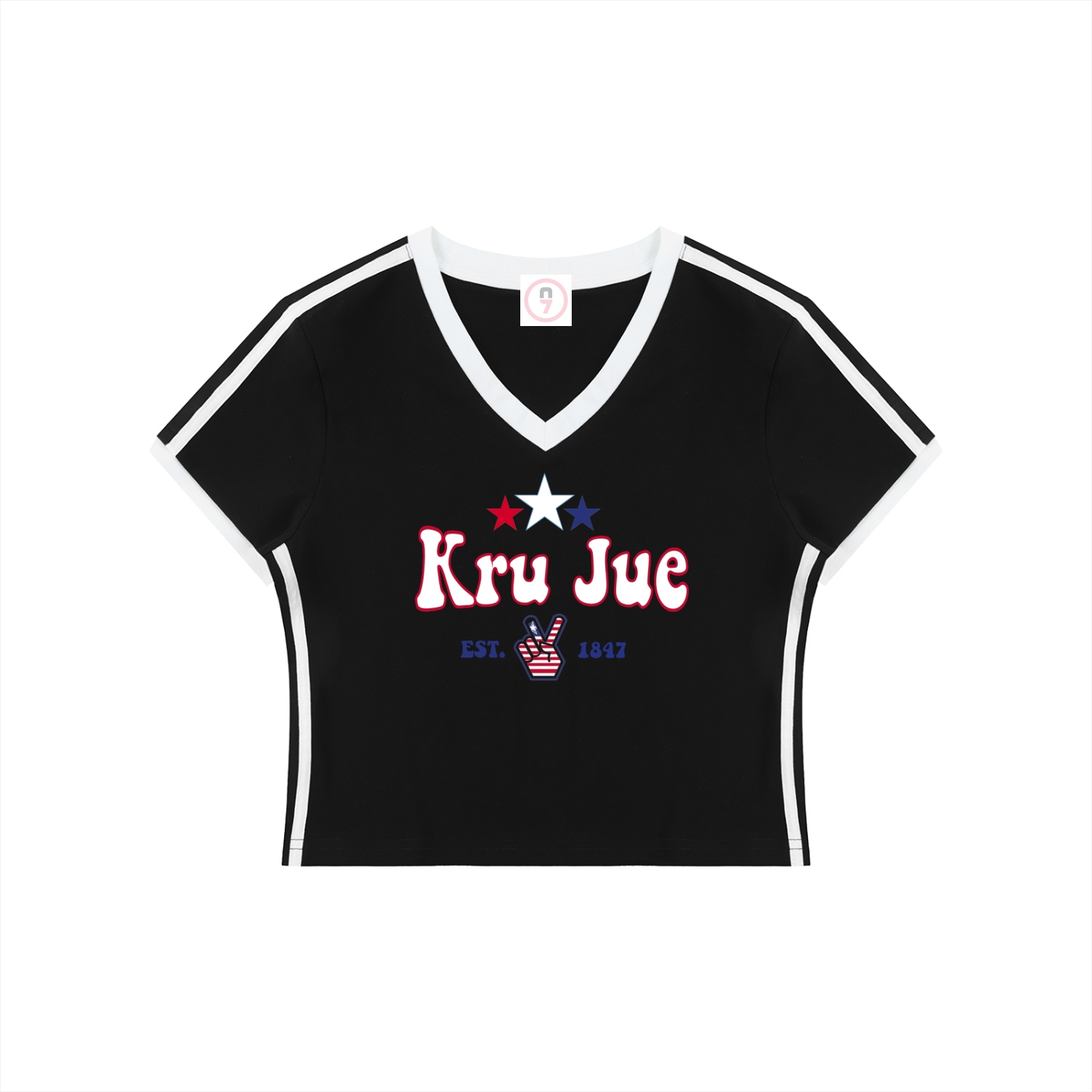 Kru Jue Women's V-Neck Crop Tee