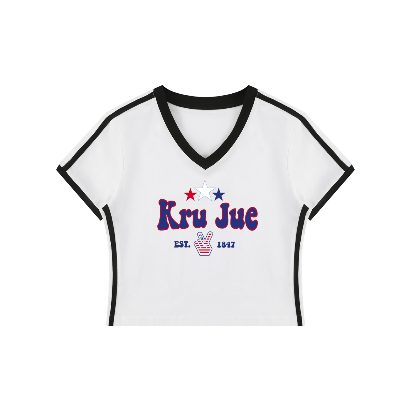 Kru Jue Women's V-Neck Crop Tee