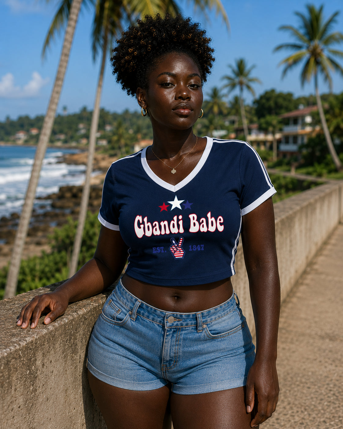 Gbandi Babe Women's V-Neck Crop Tee