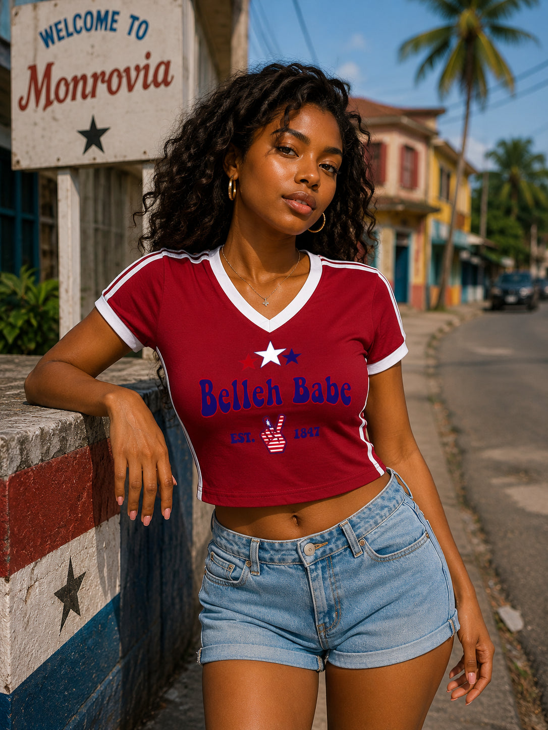 Belleh Babe Women's V-Neck Crop Tee
