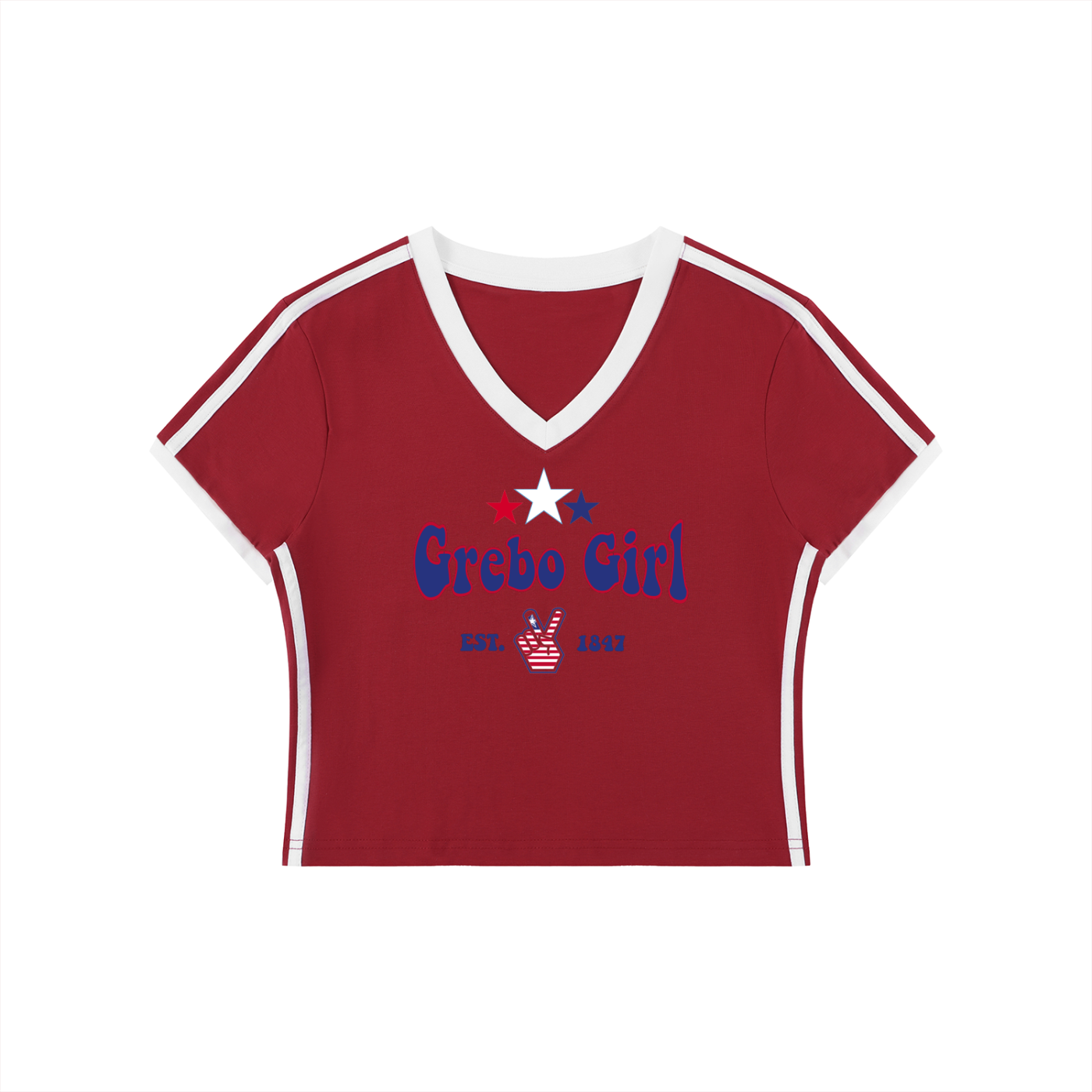 Grebo Girl Women's V-Neck Crop Tee