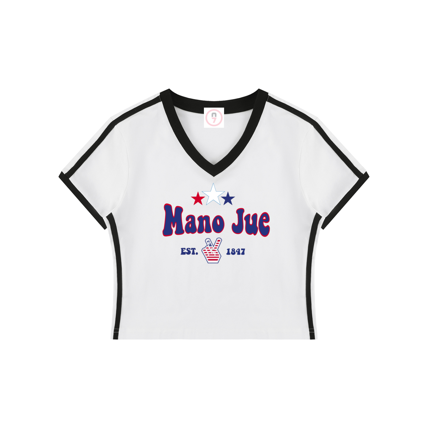 Mano Jue Women's V-Neck Crop Tee
