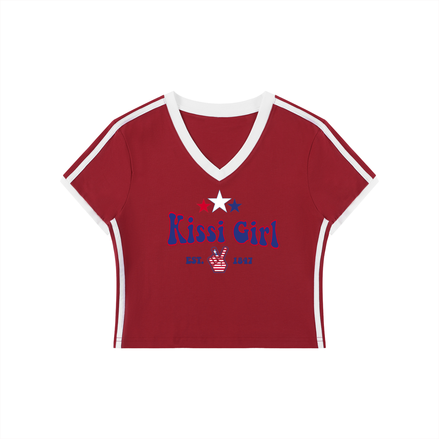 Kissi Girl Women's V-Neck Crop Tee