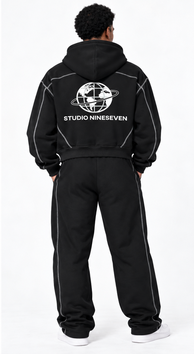 Contrast Stitch Nineseven Zip Hoodie