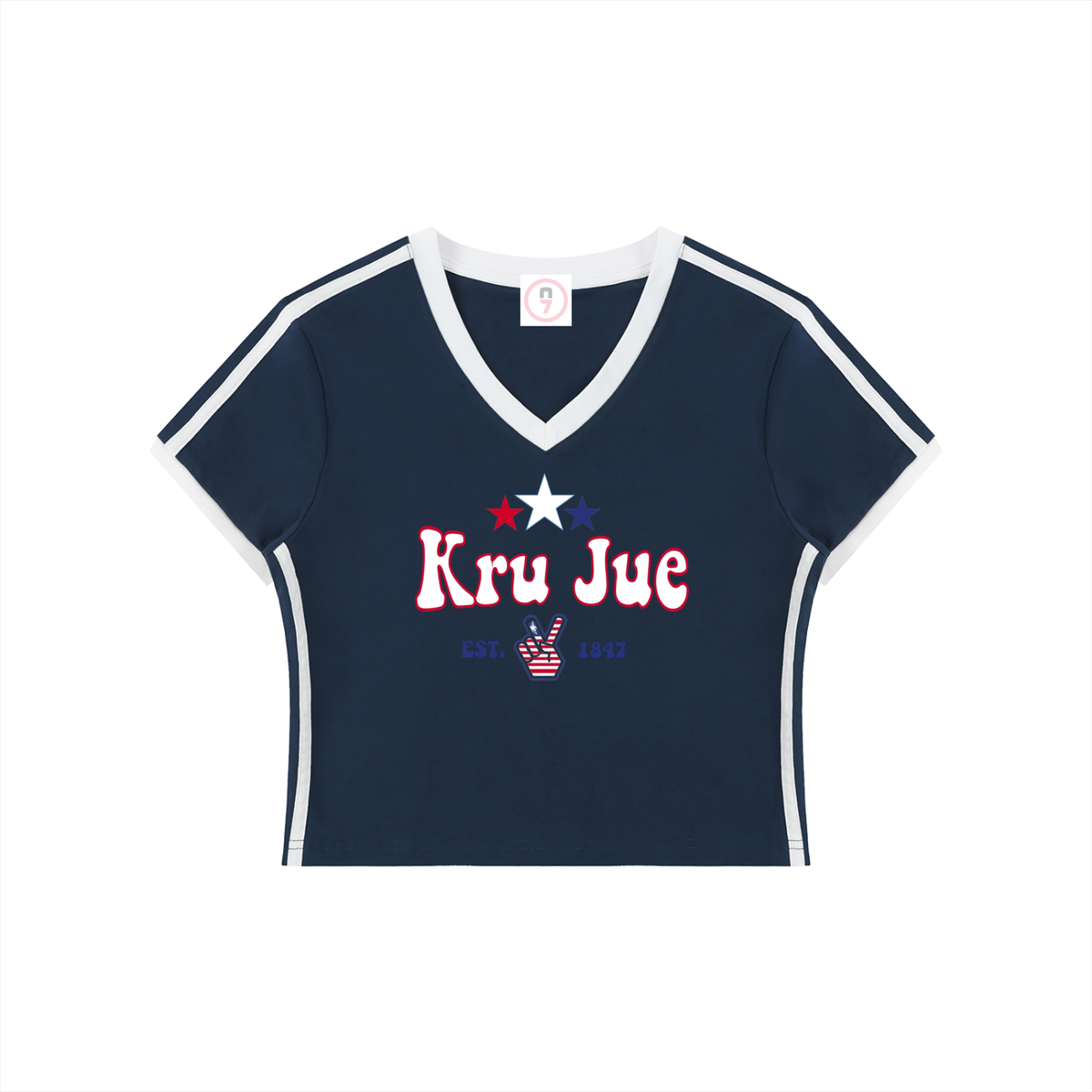 Kru Jue Women's V-Neck Crop Tee
