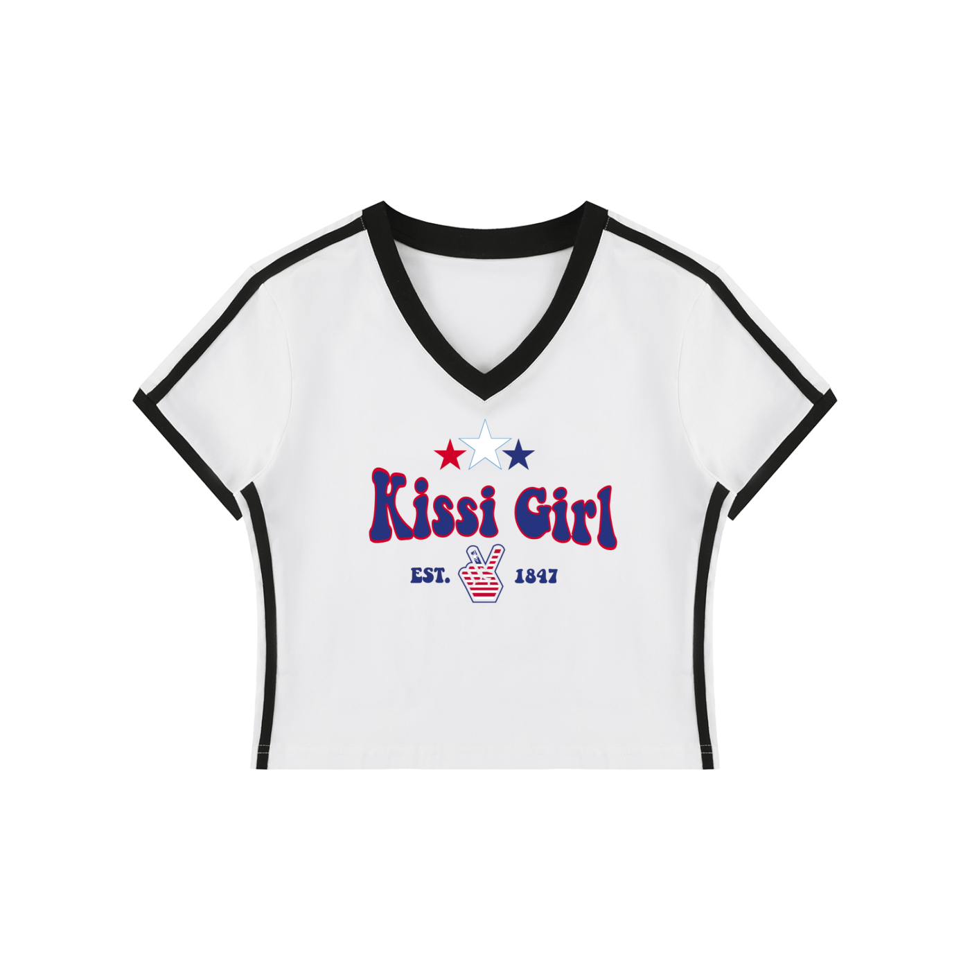 Kissi Girl Women's V-Neck Crop Tee