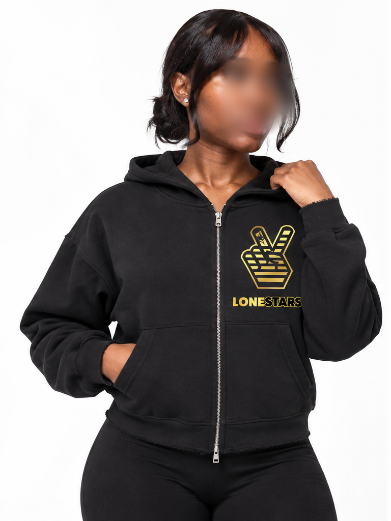 Women's  Lonestars Raw Edge Zip Hoodie