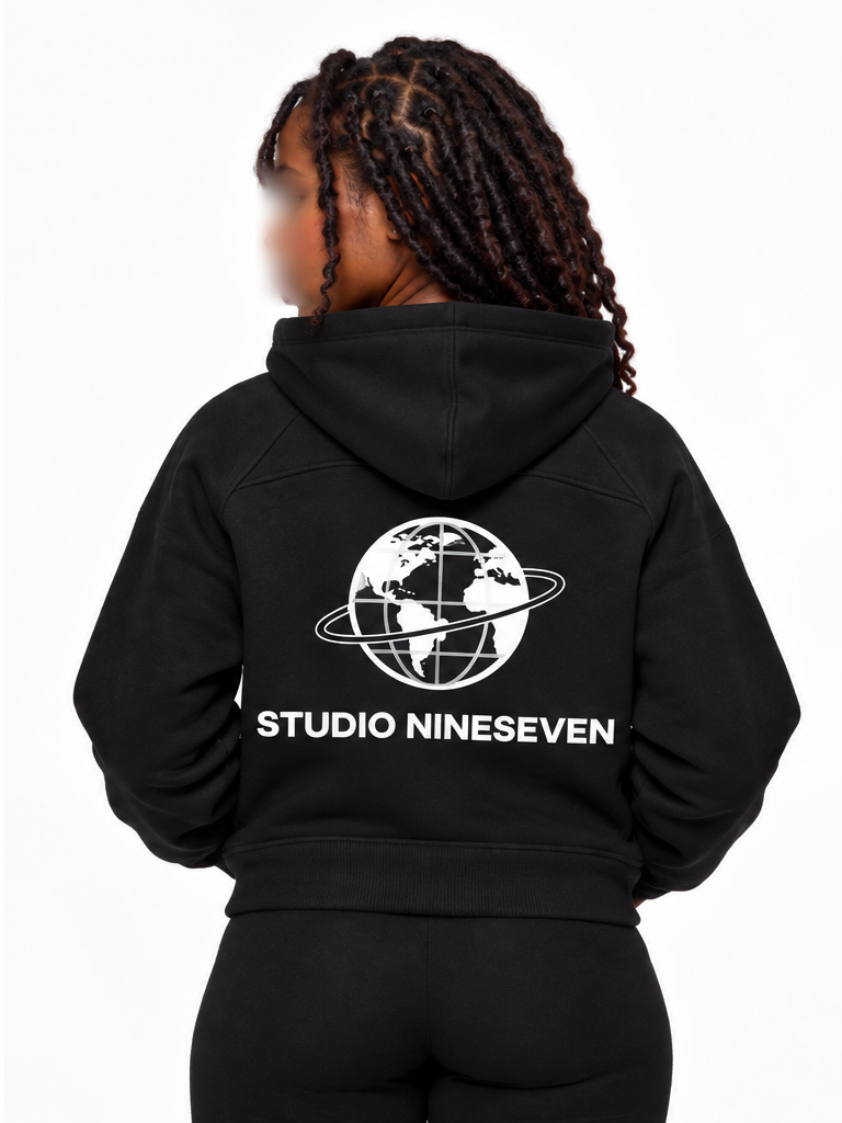 Studio Nineseven Women's Sculpted Cropped Half-Zip Hoodie