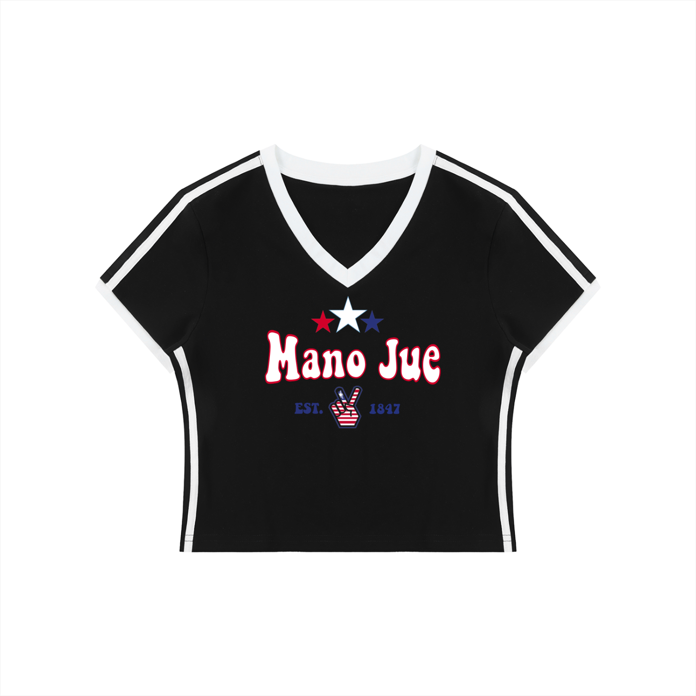 Mano Jue Women's V-Neck Crop Tee