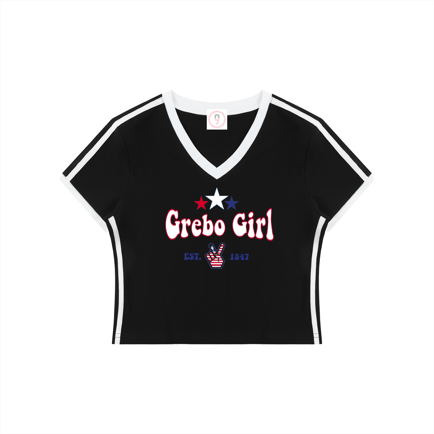 Grebo Girl Women's V-Neck Crop Tee