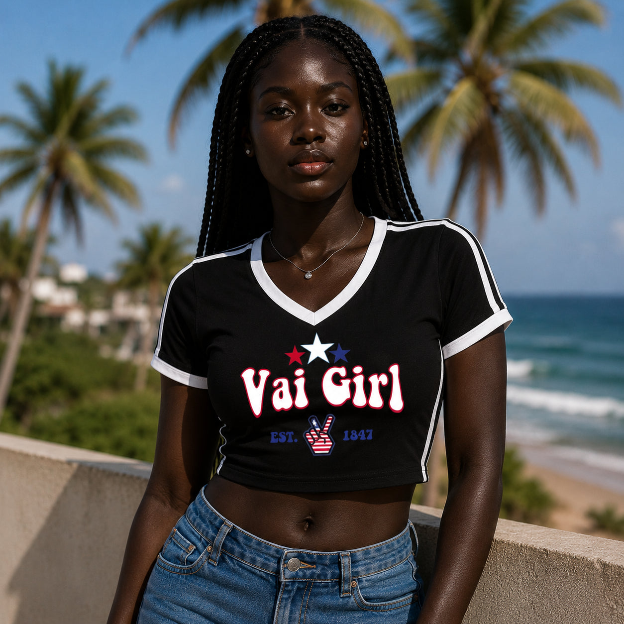 Vai Girl Women's V-Neck Crop Tee