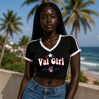Vai Girl Women's V-Neck Crop Tee