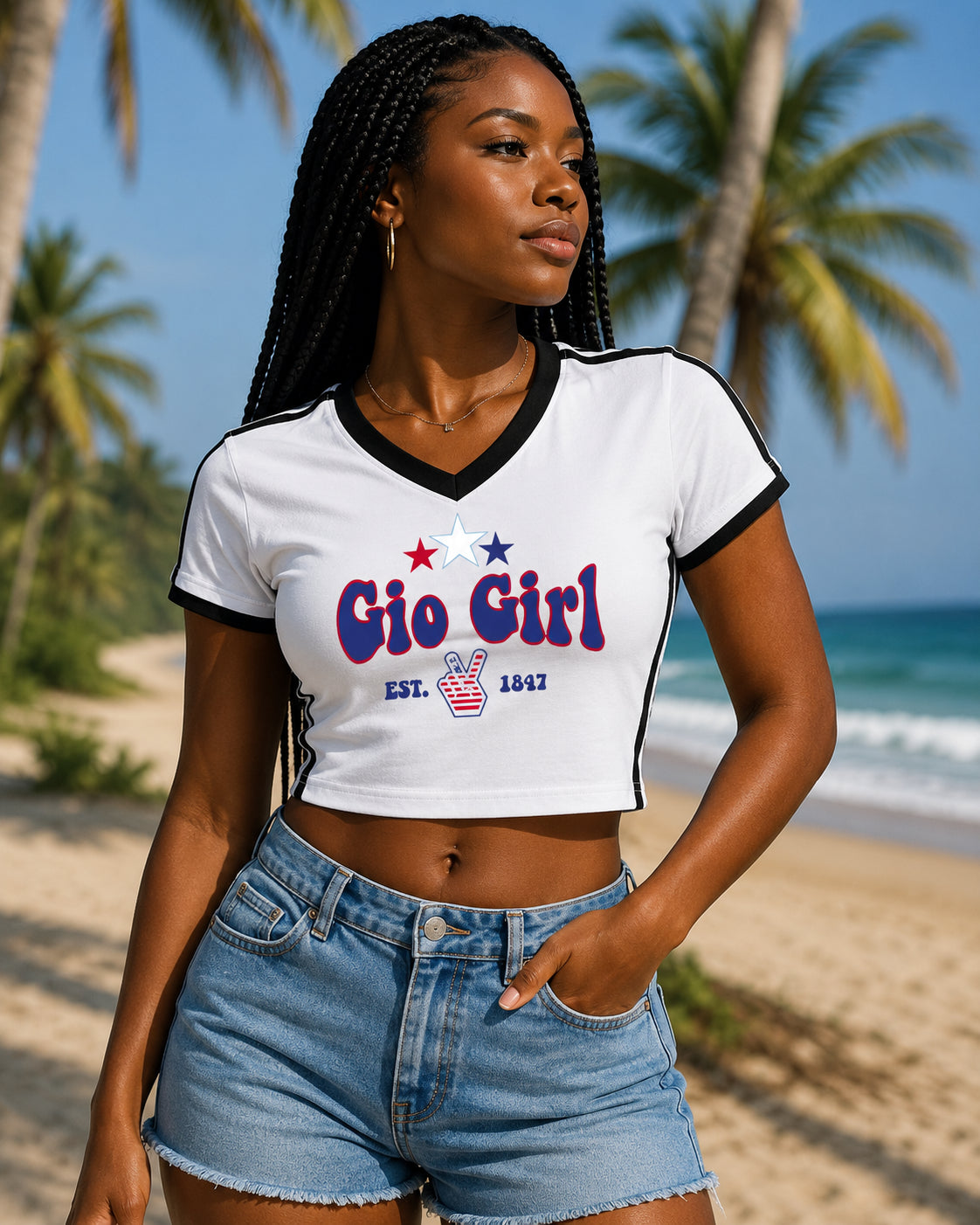 Gio Girl Women's V-Neck Crop Tee